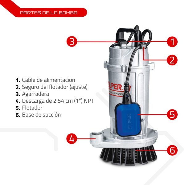 Bomba sumergible 3/4 HP 2 Pisos