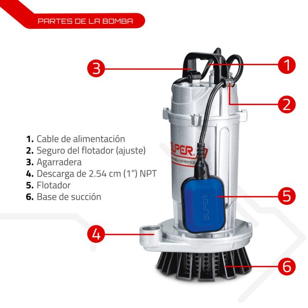 Bomba sumergible 1 HP 3 Pisos