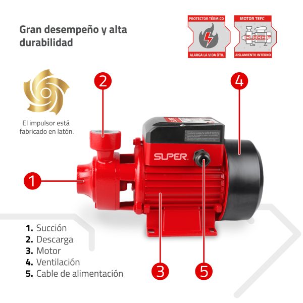 Bomba Periférica 1/2Hp 18m-30lpm
